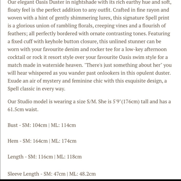 Spell oasis duster in nightshade S/M - Picture 7 of 7